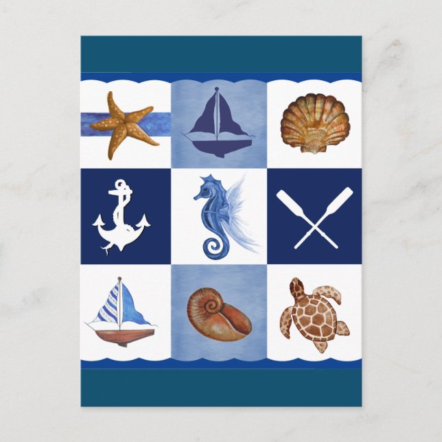 Nautical Ocean Designs Postcard (Front)
