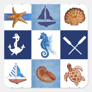 Nautical Ocean Designs Square Sticker