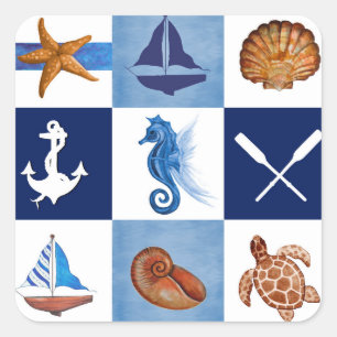 Nautical Ocean Designs Square Sticker