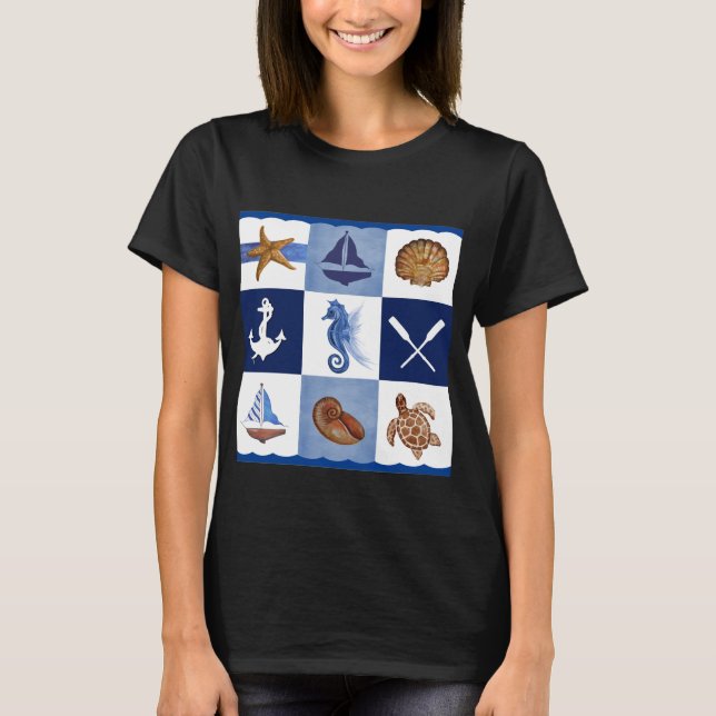 Nautical Ocean Designs T-Shirt (Front)