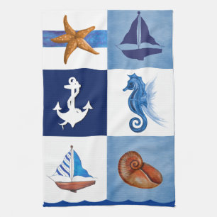 Nautical Ocean Designs Tea Towel