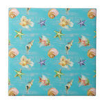 Nautical Ocean Fish Shell Starfish Pattern Ceramic Tile<br><div class="desc">This design was created through digital art. It may be personalised by clicking the customise button and changing the colour, adding a name, initials or your favourite words. Contact me at colorflowcreations@gmail.com if you with to have this design on another product. Purchase my original abstract acrylic painting for sale at...</div>