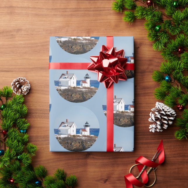 Nautical Ocean Lighthouse Christmas Wrapping Paper (Holiday Gift)