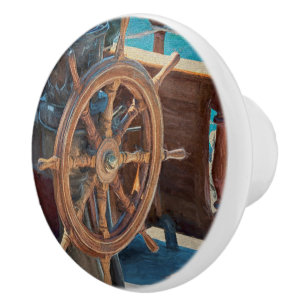 Nautical Ocean Navy Ship Ceramic Knob
