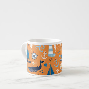 Nautical Ocean Orange Espresso Cup