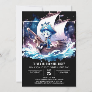 Nautical Ocean Pirate Birthday Invitation