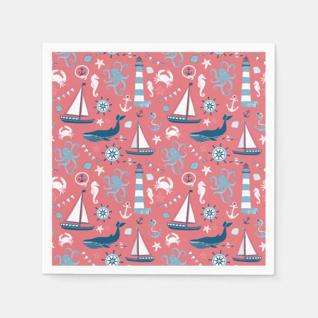Nautical Ocean Rose Napkin (Front)