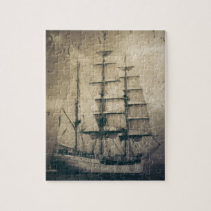 Nautical Ocean Sea Vintage Sailing sailboat Jigsaw Puzzle