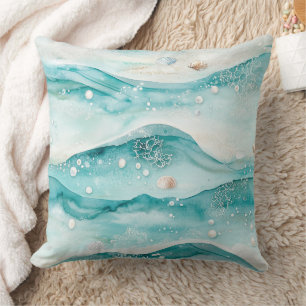 Nautical Ocean Seashell Pattern Cushion