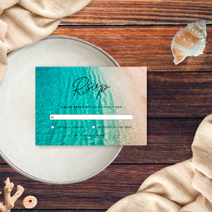 Nautical Ocean Summer Beach Destination Wedding  RSVP Card