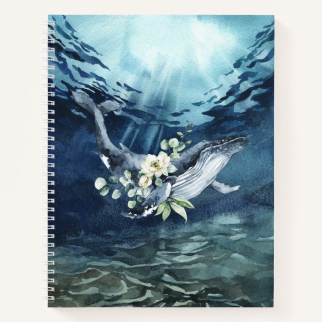 Nautical Ocean Whale Anchor Spiral Notebook (Front)