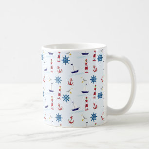 Nautical Oceanic Anchors and Lighthouses Coffee Cu Mug