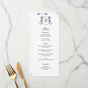Nautical Oceanic classic navy blue Wedding Menu