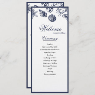 Nautical Oceanic classic navy blue Wedding Program