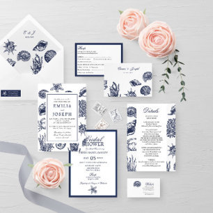 Nautical Oceanic modern  Wedding Details Enclosure Card