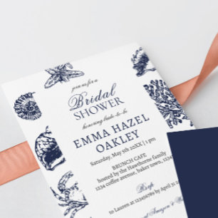 Nautical Oceanic navy  Bridal Shower Invitation