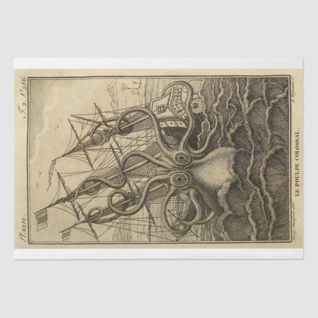 Nautical Octopus Boat Ephemera Decoupage Ship Tissue Paper (Front)