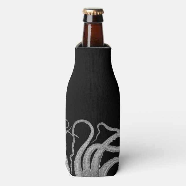 Nautical octopus tentacles vintage kraken steampun bottle cooler (Bottle Front)