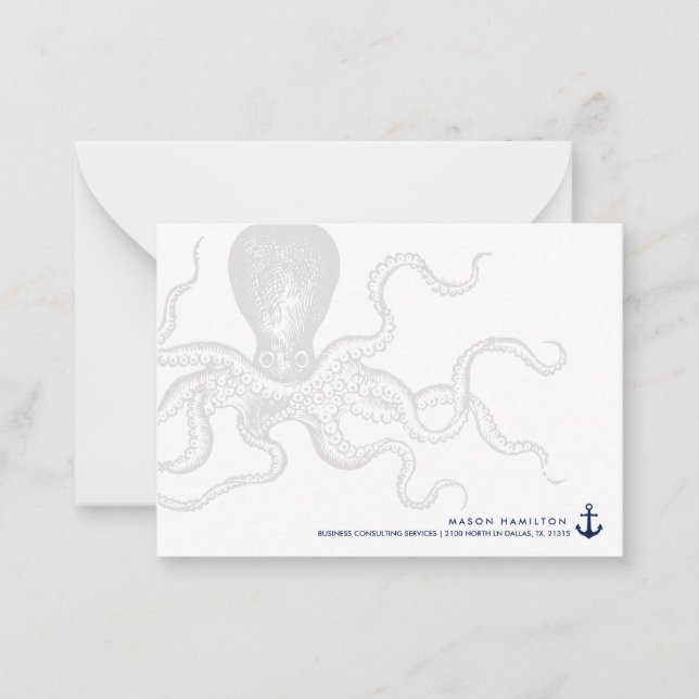 Nautical Octopus with Anchor | Notecard (Front)