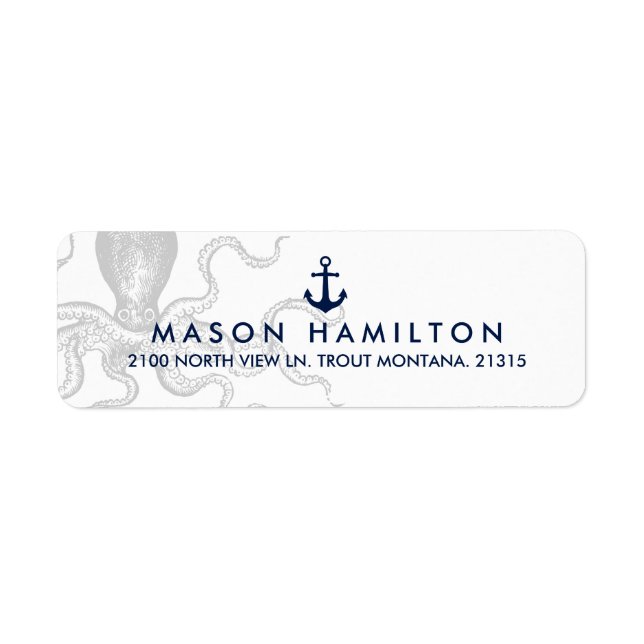Nautical Octopus with Anchor | Return Address Label (Front)