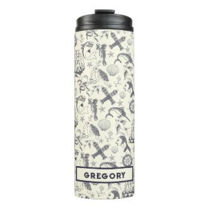 Nautical Old Sailor Tattoos Patterned Thermal Tumbler