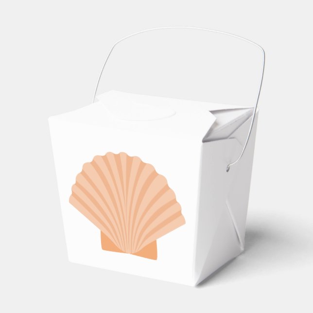 Nautical Orange Seashell Beach Wedding Favour Box (Front Side)