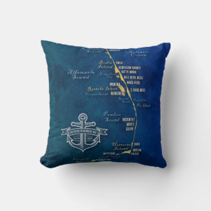 Nautical Outer Banks Map Cushion