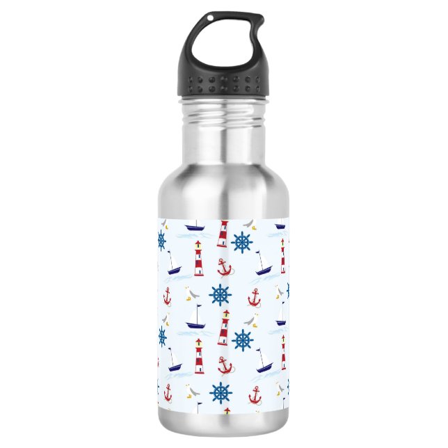 Nautical Pattern 532 Ml Water Bottle (Front)