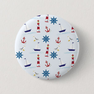 Nautical Pattern 6 Cm Round Badge