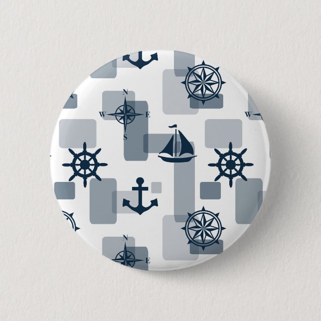 Nautical pattern 6 cm round badge (Front)