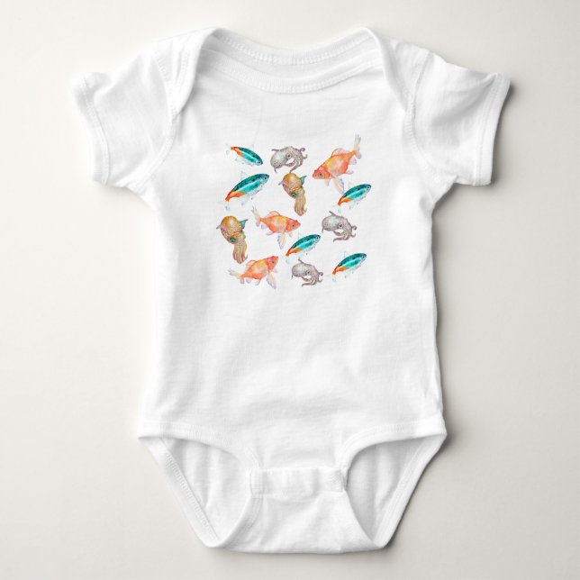 Nautical pattern baby bodysuit (Front)