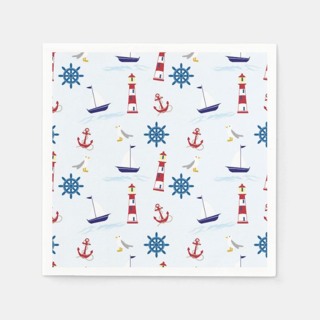 Nautical Pattern Boat Art Nautical Art Pattern Des Napkin (Front)