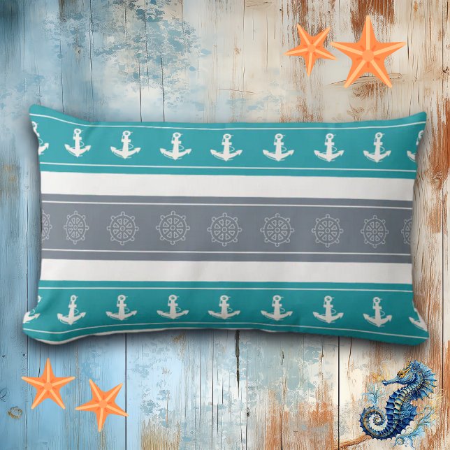 Nautical Pattern Boat Elements Lumbar Cushion (Creator Uploaded)