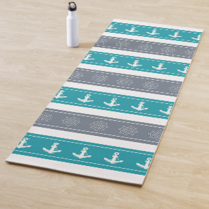 Nautical Pattern Boat Elements Yoga Mat