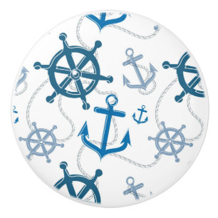 Nautical pattern ceramic knob