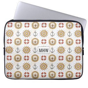Nautical Pattern custom monogram laptop sleeves