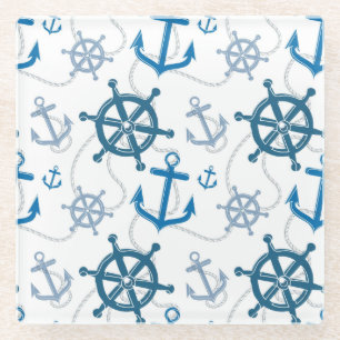 Nautical pattern glass coaster