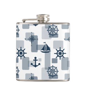 Nautical pattern hip flask