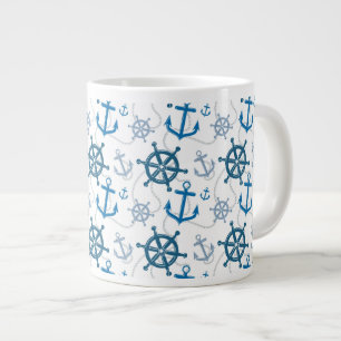 Nautical pattern large coffee mug
