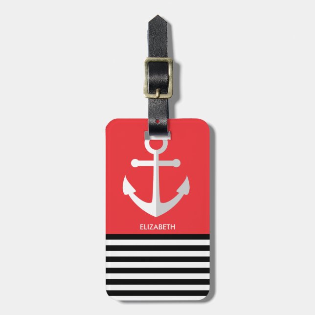 Nautical Pattern Luggage Tag (Front Vertical)