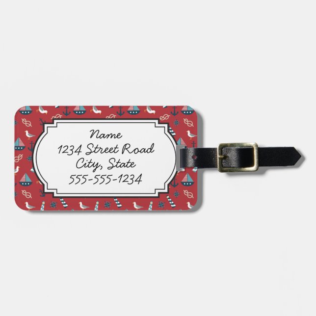Nautical Pattern Luggage Tag (Front Horizontal)