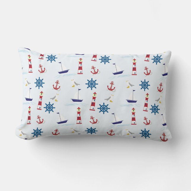 Nautical Pattern Lumbar Cushion (Front)