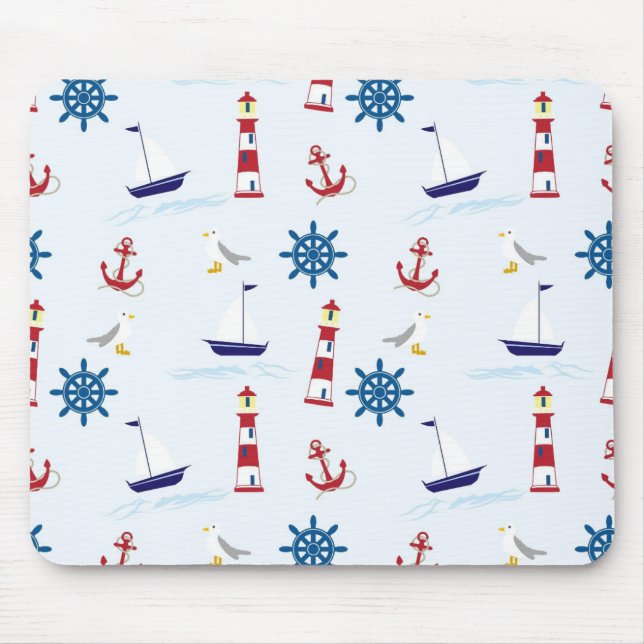 Nautical Pattern Mouse Pad (Front)