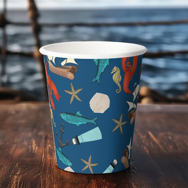 Nautical Pattern Paper Cups (Creator Uploaded)