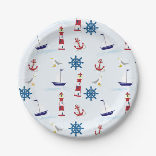 Nautical Pattern Paper Plate