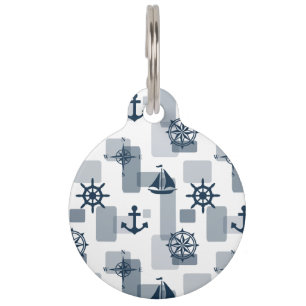 Nautical pattern pet tag