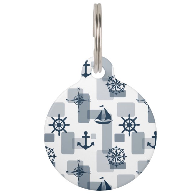 Nautical pattern pet tag (Front)