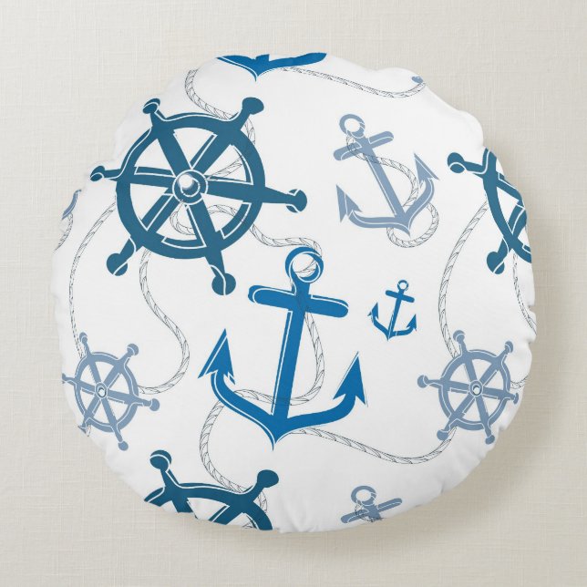Nautical pattern round cushion (Front)