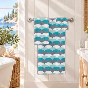 Nautical Pattern Seashells Bath Towel Set