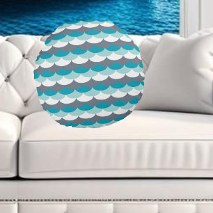 Nautical Pattern Seashells Round Cushion